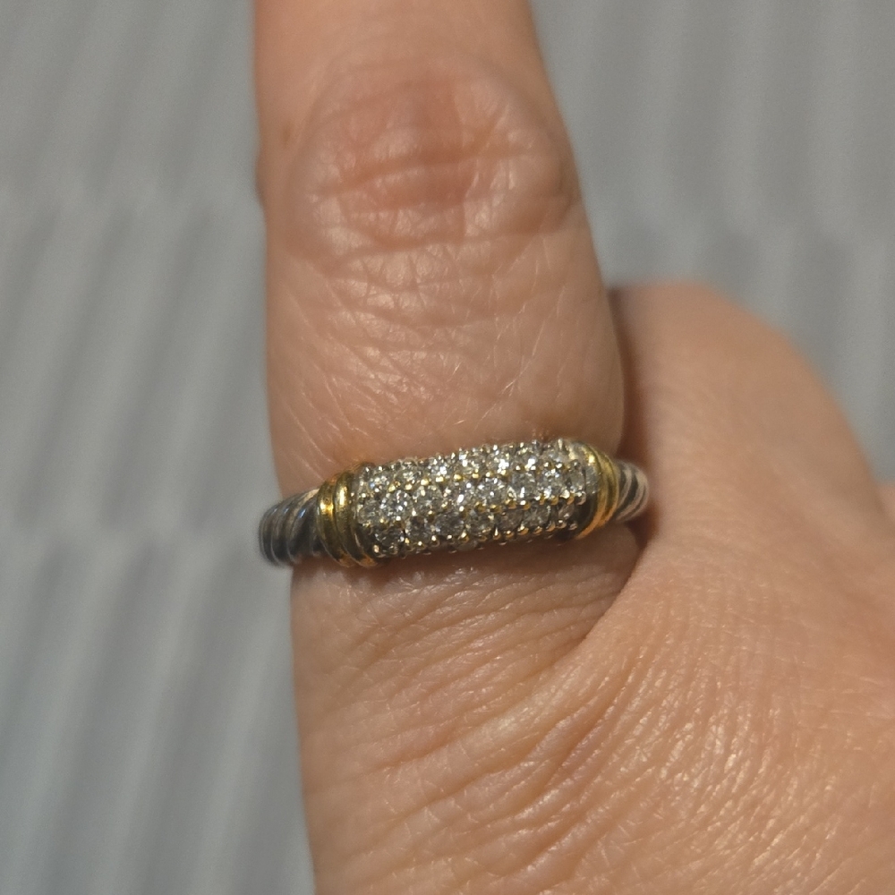 David Yurman 18k Gold and Silver Diamond Ring.